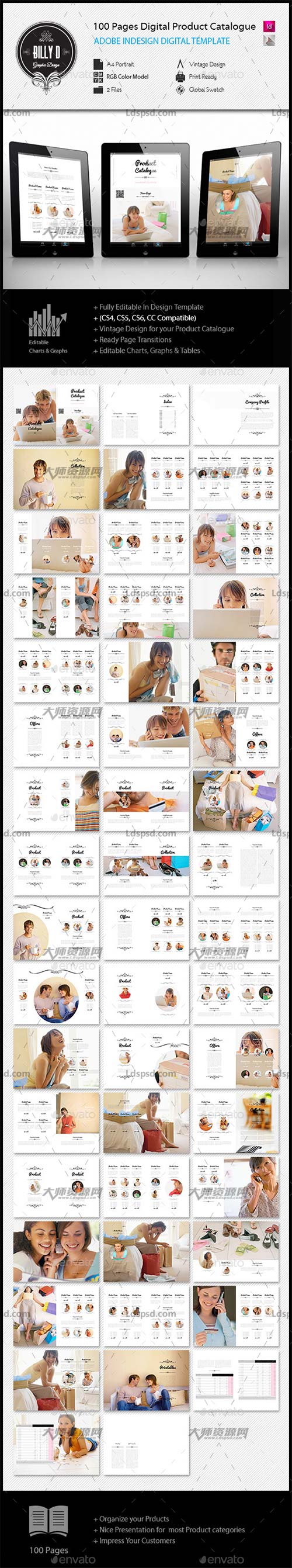 100 pages A4 Digital Product Catalogue Template,indesign模板－产品目录(数码类/100页)